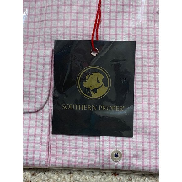 Southern Proper Goal Line Shirt in Pink Tattersall Mens S Small NIP - Picture 3 of 5